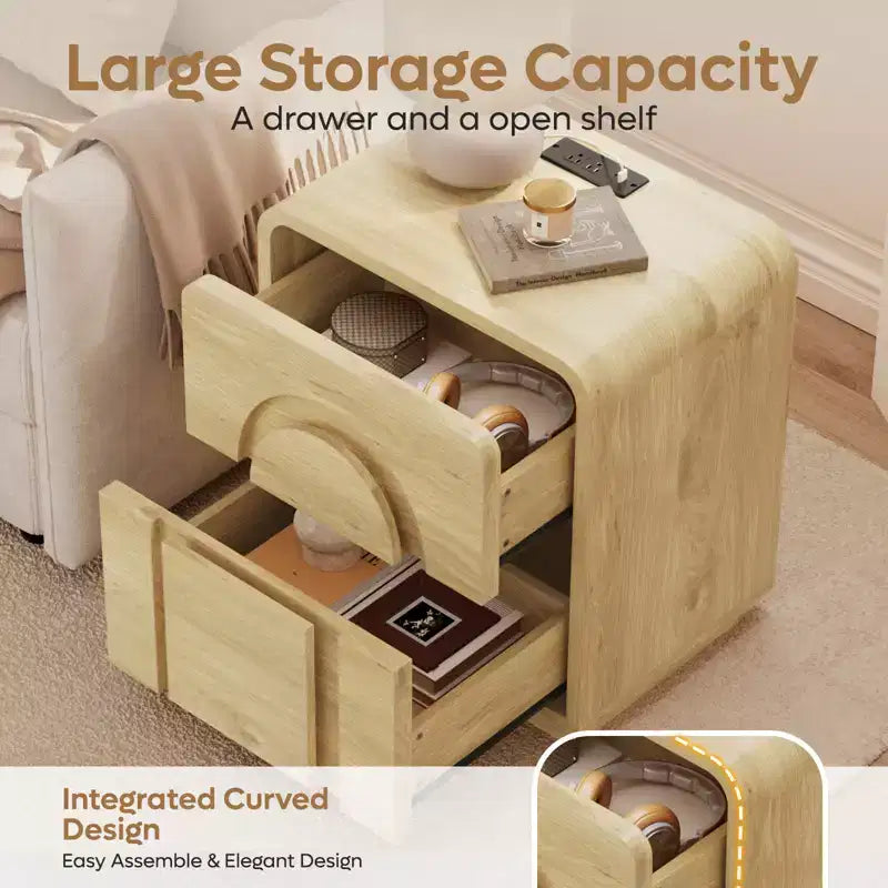 Tables de chevet Bestier (lot de 2) avec station de charge, tables d'appoint LED modernes avec 2 tiroirs, 2 tables de chevet avec rangement pour chambre et salon