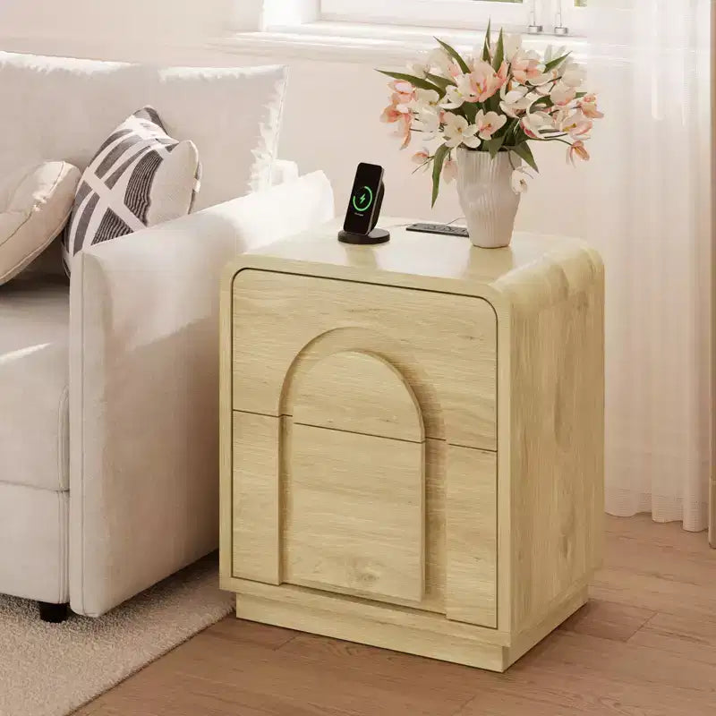 Tables de chevet Bestier (lot de 2) avec station de charge, tables d'appoint LED modernes avec 2 tiroirs, 2 tables de chevet avec rangement pour chambre et salon