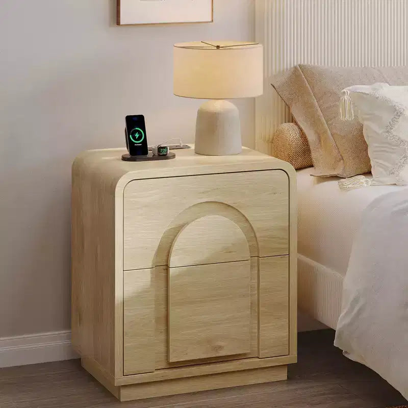 Tables de chevet Bestier (lot de 2) avec station de charge, tables d'appoint LED modernes avec 2 tiroirs, 2 tables de chevet avec rangement pour chambre et salon