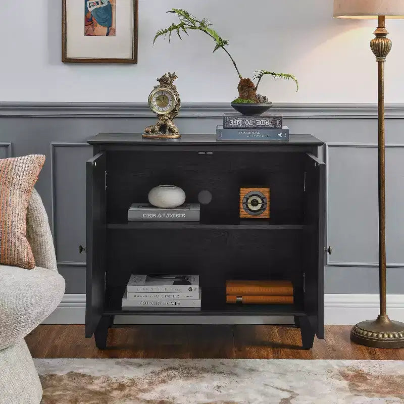 Okak Meuble de Rangement Rétro 85cm, Meuble d'Entrée avec 2 Portes, Meuble Décoratif pour Salon, Couloir, Entrée