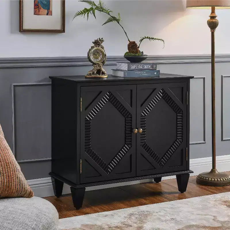 Okak Meuble de Rangement Rétro 85cm, Meuble d'Entrée avec 2 Portes, Meuble Décoratif pour Salon, Couloir, Entrée