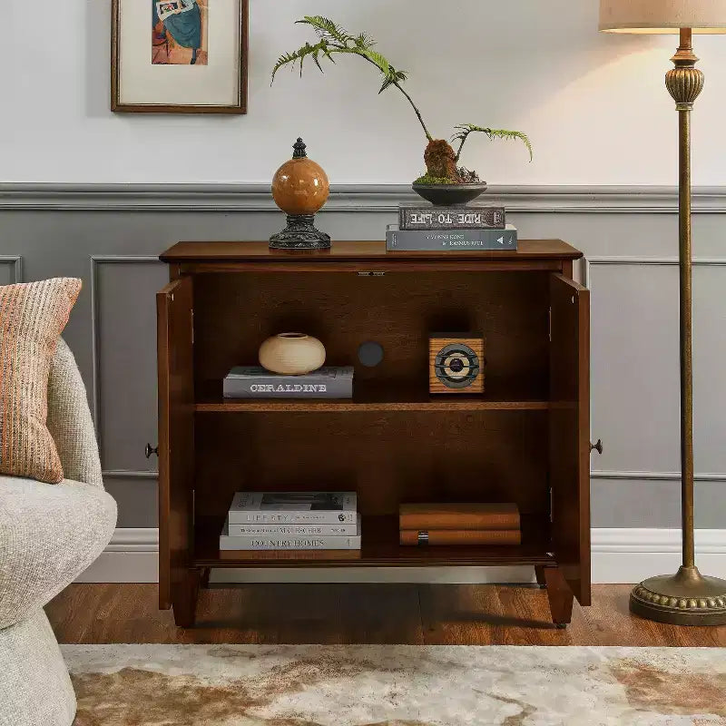 Okak Meuble de Rangement Rétro 85cm, Meuble d'Entrée avec 2 Portes, Meuble Décoratif pour Salon, Couloir, Entrée