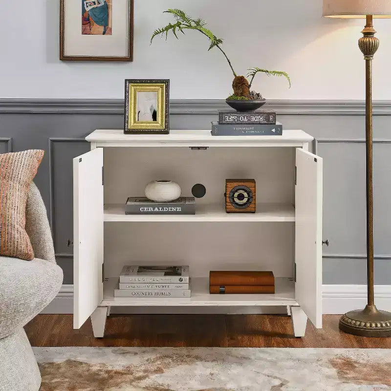 Okak Meuble de Rangement Rétro 85cm, Meuble d'Entrée avec 2 Portes, Meuble Décoratif pour Salon, Couloir, Entrée