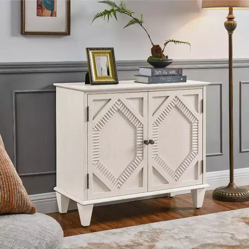 Okak Meuble de Rangement Rétro 85cm, Meuble d'Entrée avec 2 Portes, Meuble Décoratif pour Salon, Couloir, Entrée