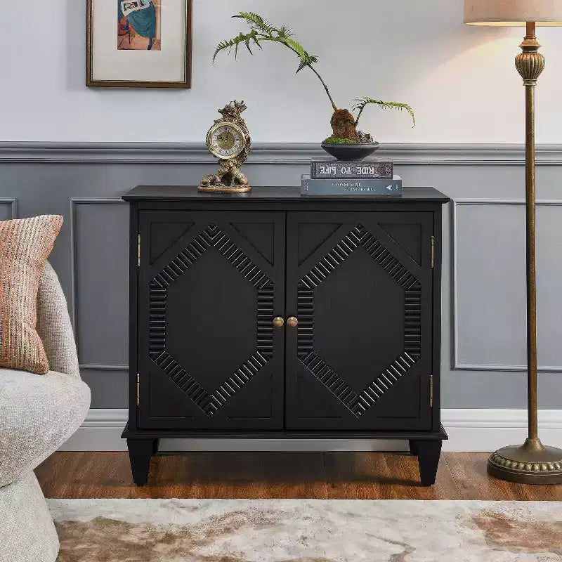 Okak Meuble de Rangement Rétro 85cm, Meuble d'Entrée avec 2 Portes, Meuble Décoratif pour Salon, Couloir, Entrée