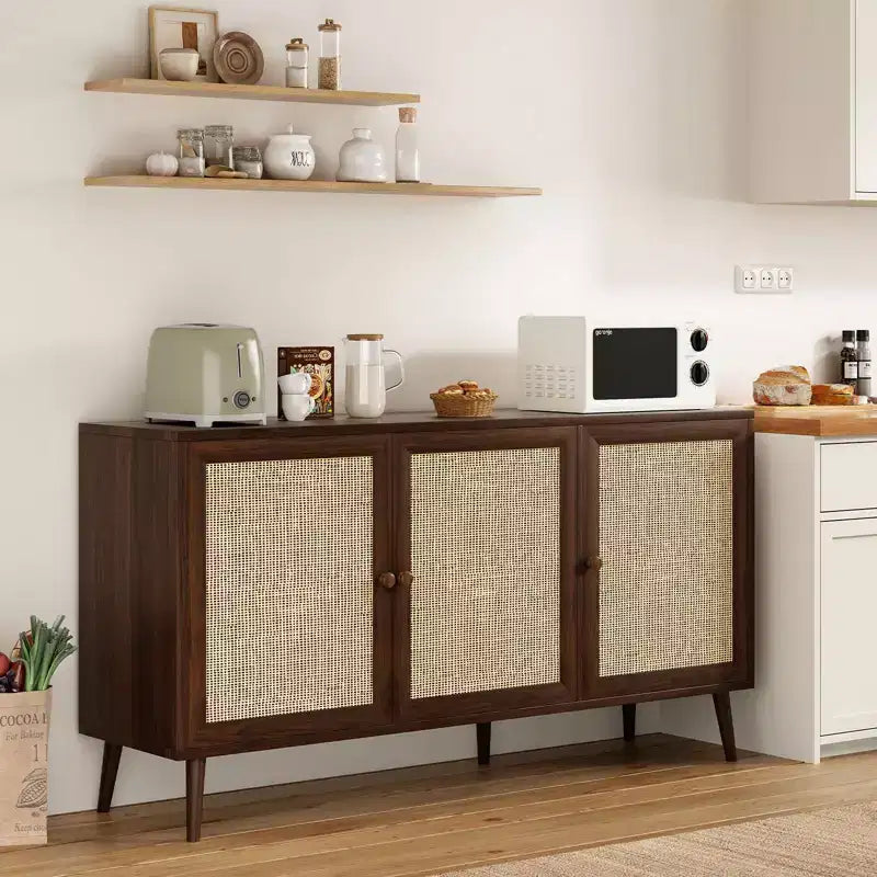Bahut Okak, meuble d'appoint avec 3 portes et 3 étagères, meuble de rangement pour salon, entrée, couloir, bureau