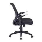Chaise de bureau ergonomique Okak en maille, chaise rembourrée entrecroisée avec hauteur réglable et roulettes, chaise pivotante pour salle de lecture, bureau, noir