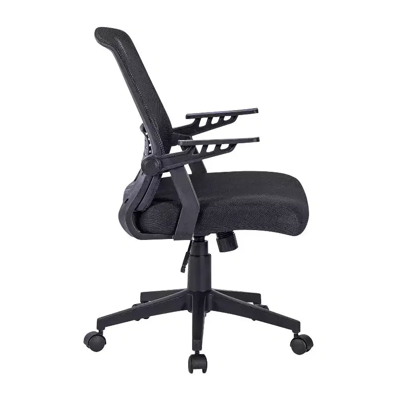 Chaise de bureau ergonomique Okak en maille, chaise rembourrée entrecroisée avec hauteur réglable et roulettes, chaise pivotante pour salle de lecture, bureau, noir