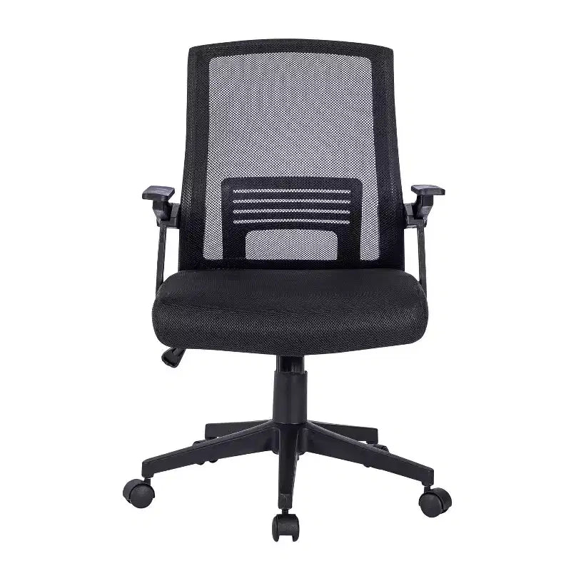 Chaise de bureau ergonomique Okak en maille, chaise rembourrée entrecroisée avec hauteur réglable et roulettes, chaise pivotante pour salle de lecture, bureau, noir