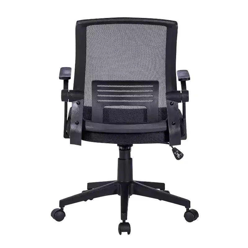 Chaise de bureau ergonomique Okak en maille, chaise rembourrée entrecroisée avec hauteur réglable et roulettes, chaise pivotante pour salle de lecture, bureau, noir