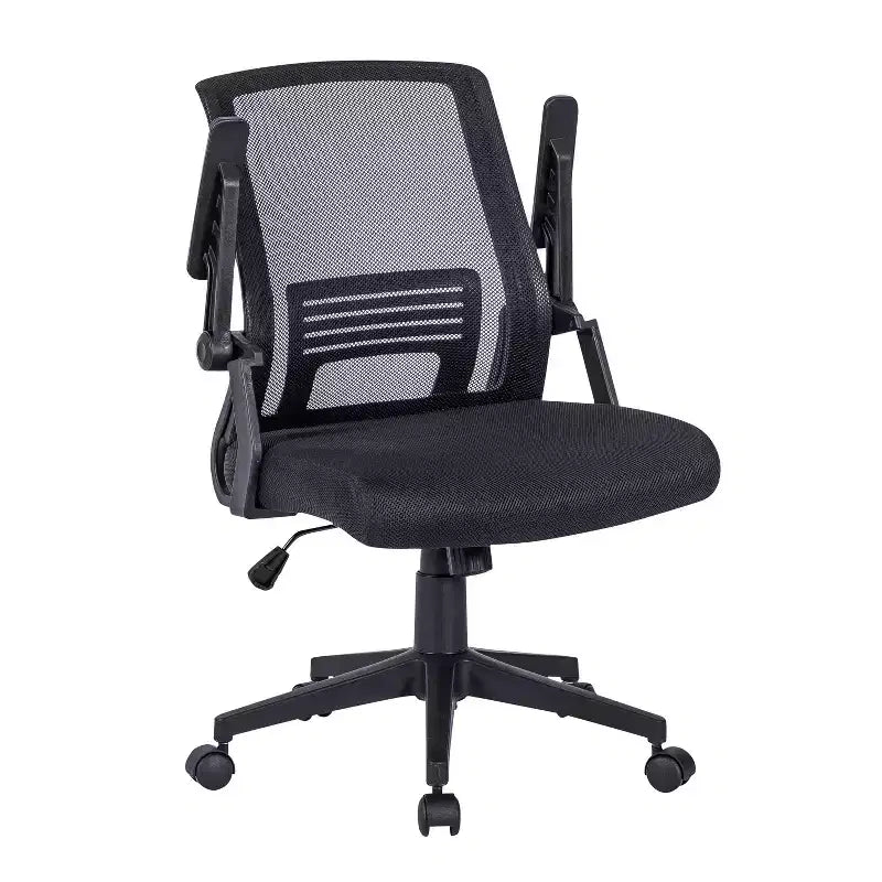 Chaise de bureau ergonomique Okak en maille, chaise rembourrée entrecroisée avec hauteur réglable et roulettes, chaise pivotante pour salle de lecture, bureau, noir
