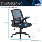 Chaise de bureau ergonomique Okak en maille, chaise rembourrée entrecroisée avec hauteur réglable et roulettes, chaise pivotante pour salle de lecture, bureau, noir