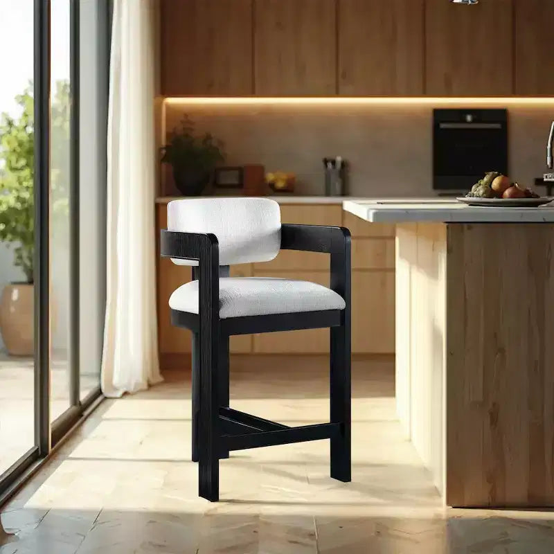 Meridian Furniture, Tabouret Sacha en tissu texturé lin