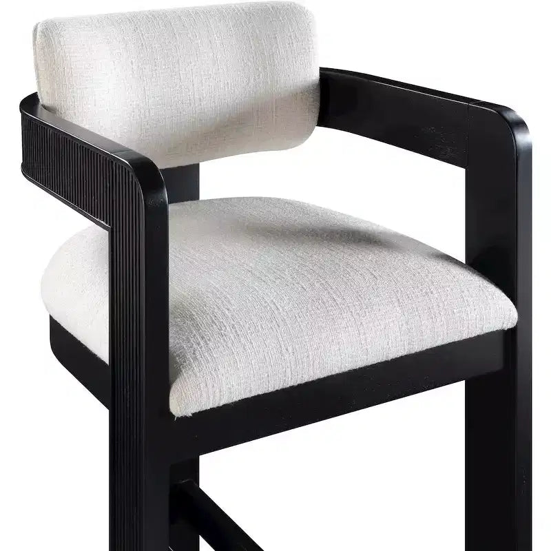 Meridian Furniture, Tabouret Sacha en tissu texturé lin