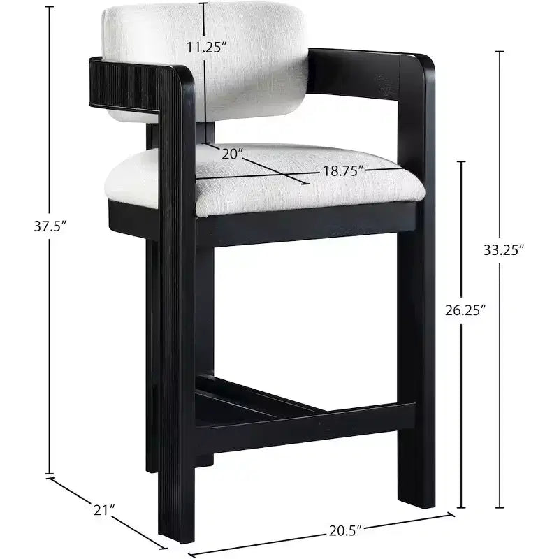 Meridian Furniture, Tabouret Sacha en tissu texturé lin