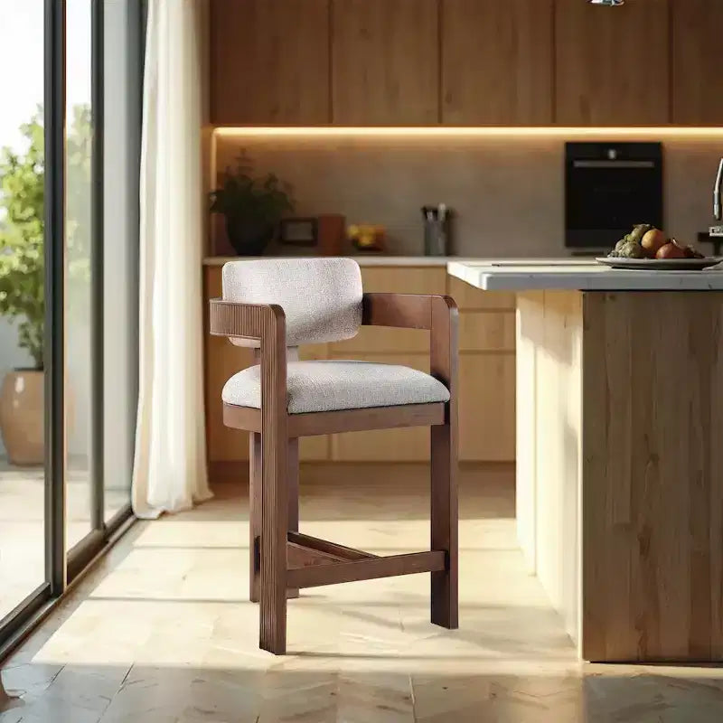 Meridian Furniture, Tabouret Sacha en tissu texturé lin