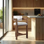 Meridian Furniture, Tabouret Sacha en tissu texturé lin