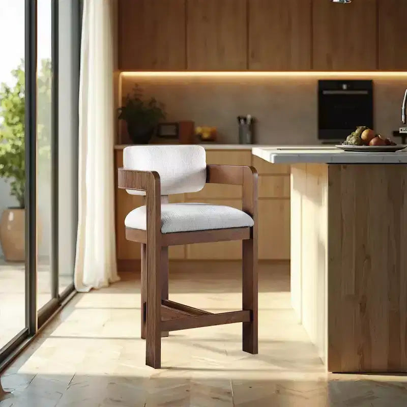 Meridian Furniture, Tabouret Sacha en tissu texturé lin