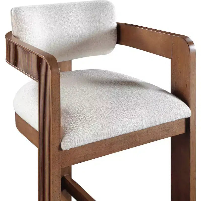 Meridian Furniture, Tabouret Sacha en tissu texturé lin