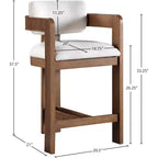Meridian Furniture, Tabouret Sacha en tissu texturé lin