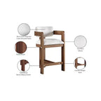 Meridian Furniture, Tabouret Sacha en tissu texturé lin