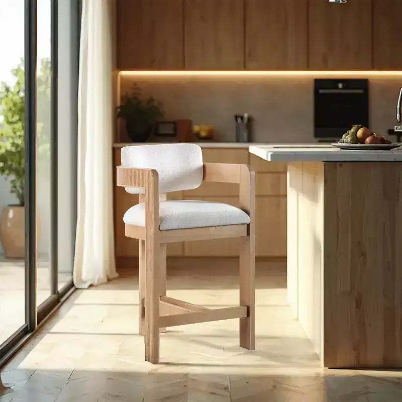 Meridian Furniture, Tabouret Sacha en tissu texturé lin