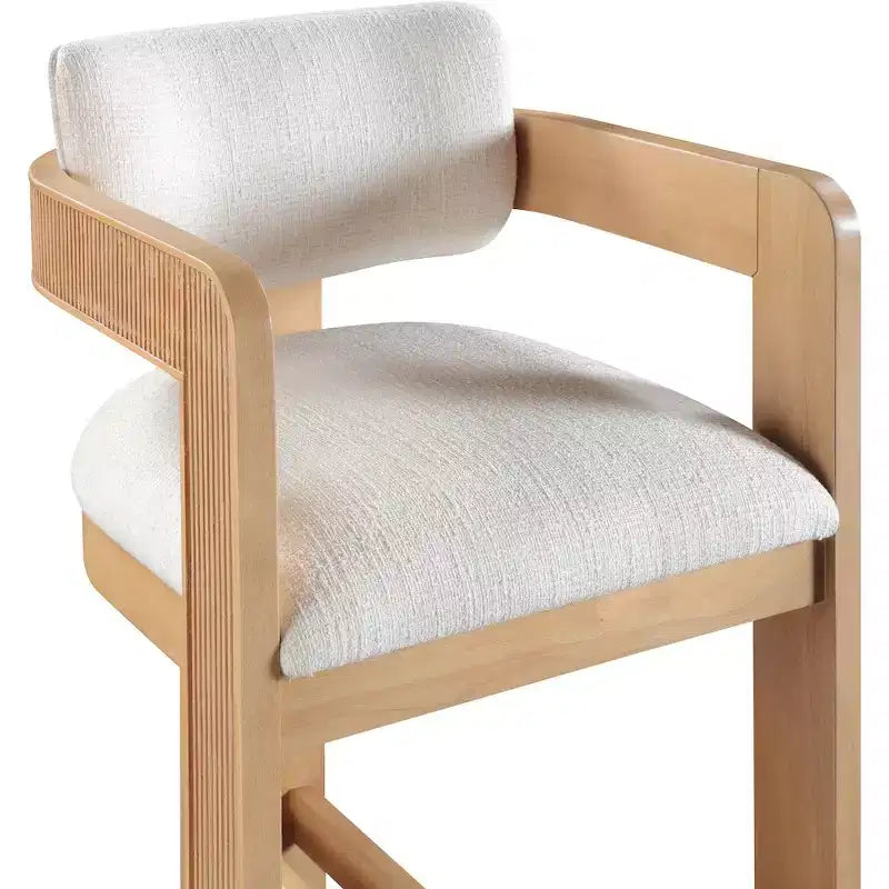 Meridian Furniture, Tabouret Sacha en tissu texturé lin