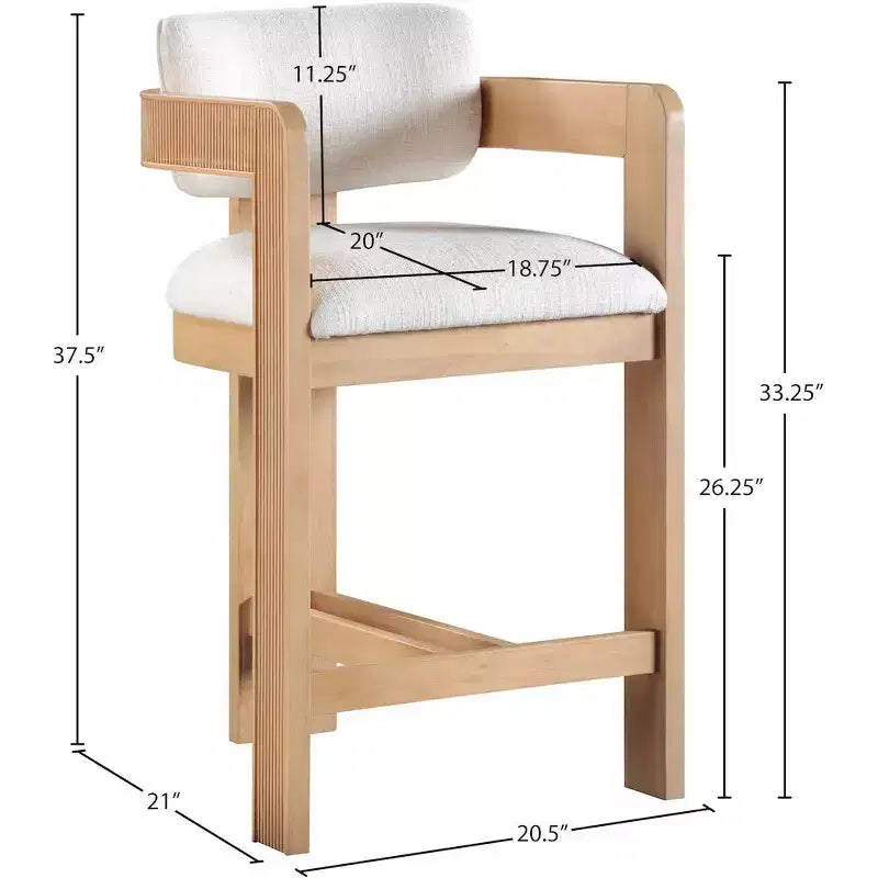 Meridian Furniture, Tabouret Sacha en tissu texturé lin