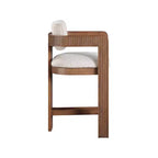 Meridian Furniture, Tabouret Sacha en tissu texturé lin