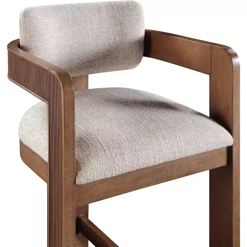 Meridian Furniture, Tabouret Sacha en tissu texturé lin