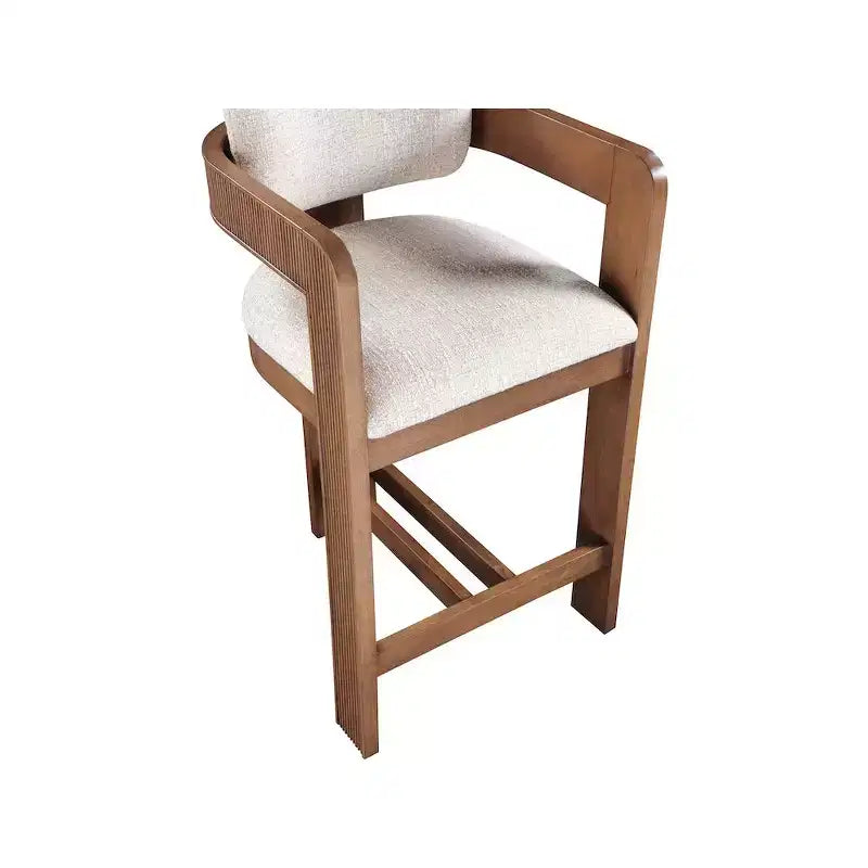 Meridian Furniture, Tabouret Sacha en tissu texturé lin