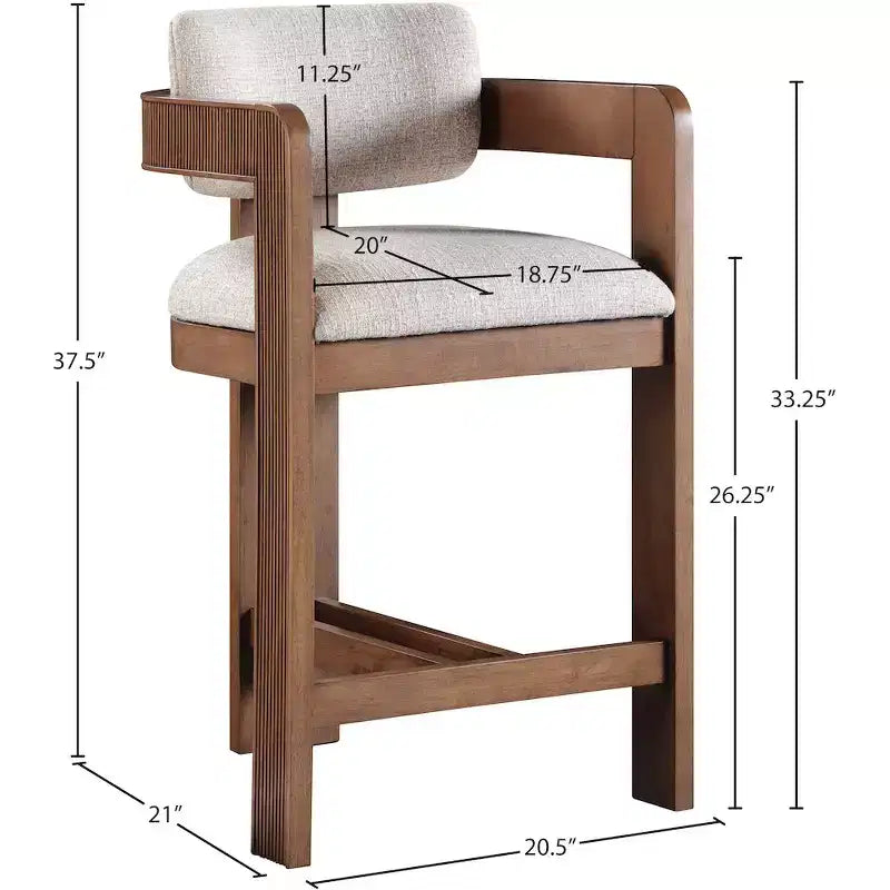 Meridian Furniture, Tabouret Sacha en tissu texturé lin