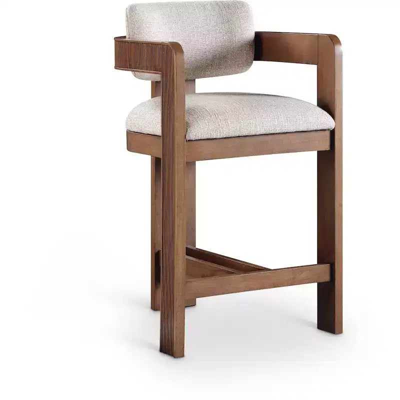Meridian Furniture, Tabouret Sacha en tissu texturé lin