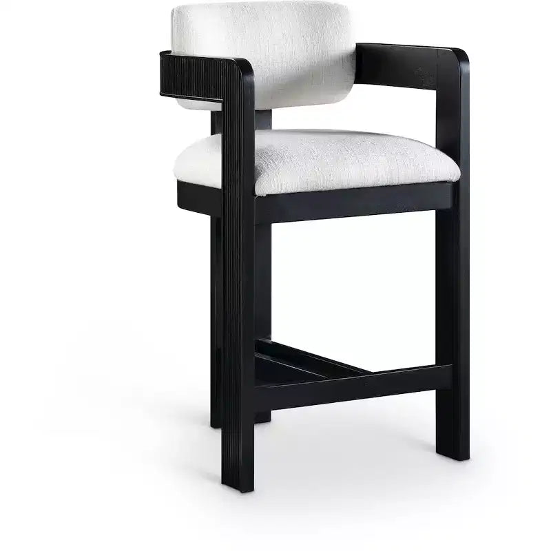 Meridian Furniture, Tabouret Sacha en tissu texturé lin