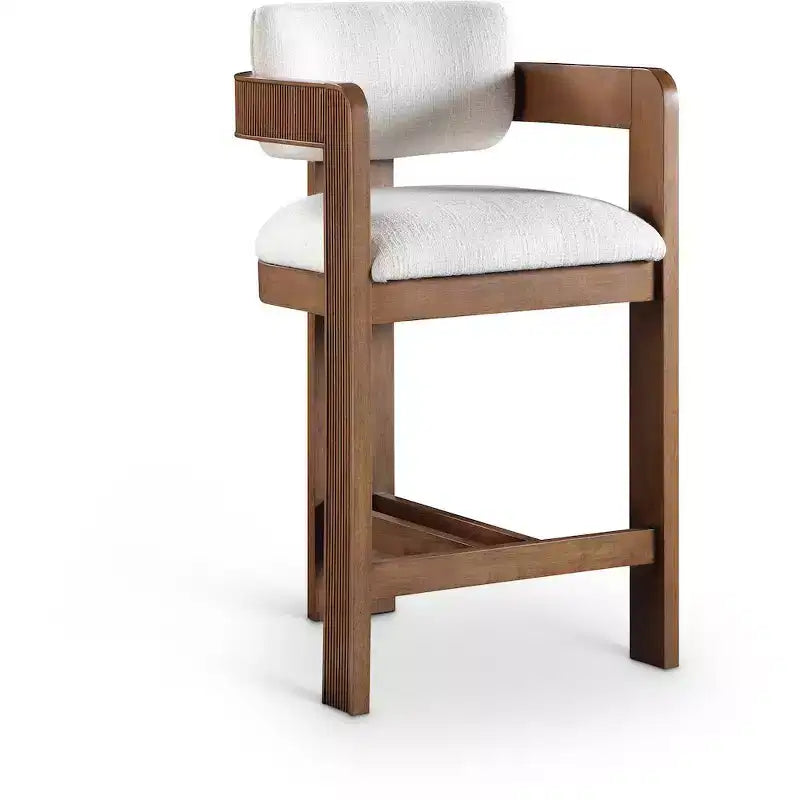 Meridian Furniture, Tabouret Sacha en tissu texturé lin