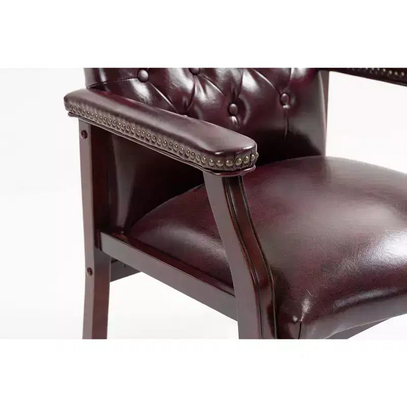 Chaise de bureau exécutive Okak à dossier mi-haut, chaise visiteur avec assise et accoudoirs rembourrés, chaise confortable pour salle de réunion, bureau, étude