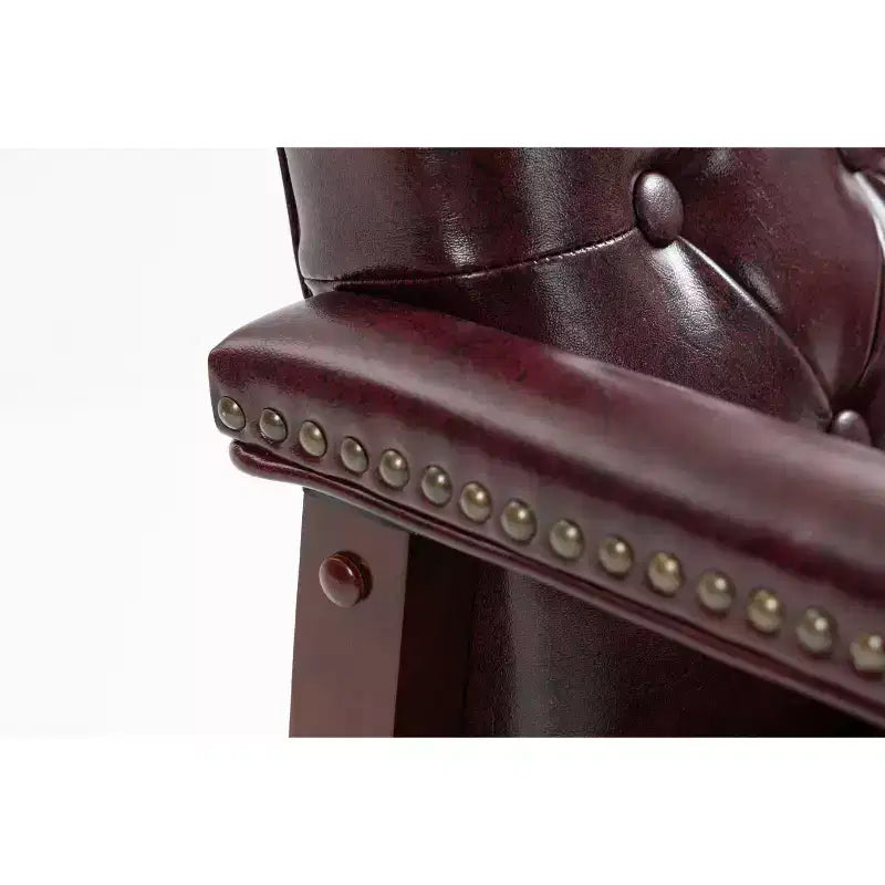 Chaise de bureau exécutive Okak à dossier mi-haut, chaise visiteur avec assise et accoudoirs rembourrés, chaise confortable pour salle de réunion, bureau, étude