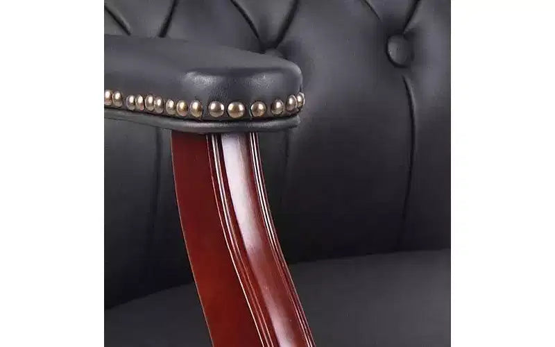 Chaise de bureau exécutive Okak à dossier mi-haut, chaise visiteur avec assise et accoudoirs rembourrés, chaise confortable pour salle de réunion, bureau, étude