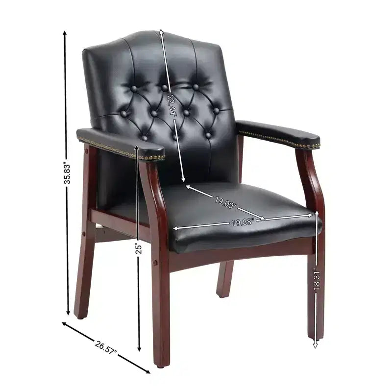 Chaise de bureau exécutive Okak à dossier mi-haut, chaise visiteur avec assise et accoudoirs rembourrés, chaise confortable pour salle de réunion, bureau, étude