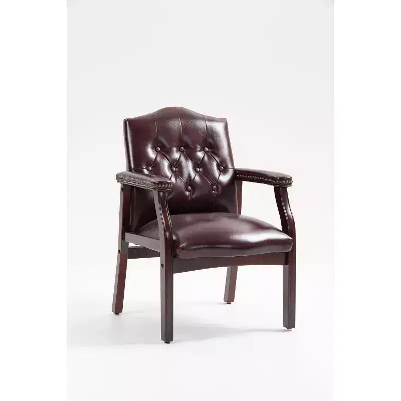 Chaise de bureau exécutive Okak à dossier mi-haut, chaise visiteur avec assise et accoudoirs rembourrés, chaise confortable pour salle de réunion, bureau, étude