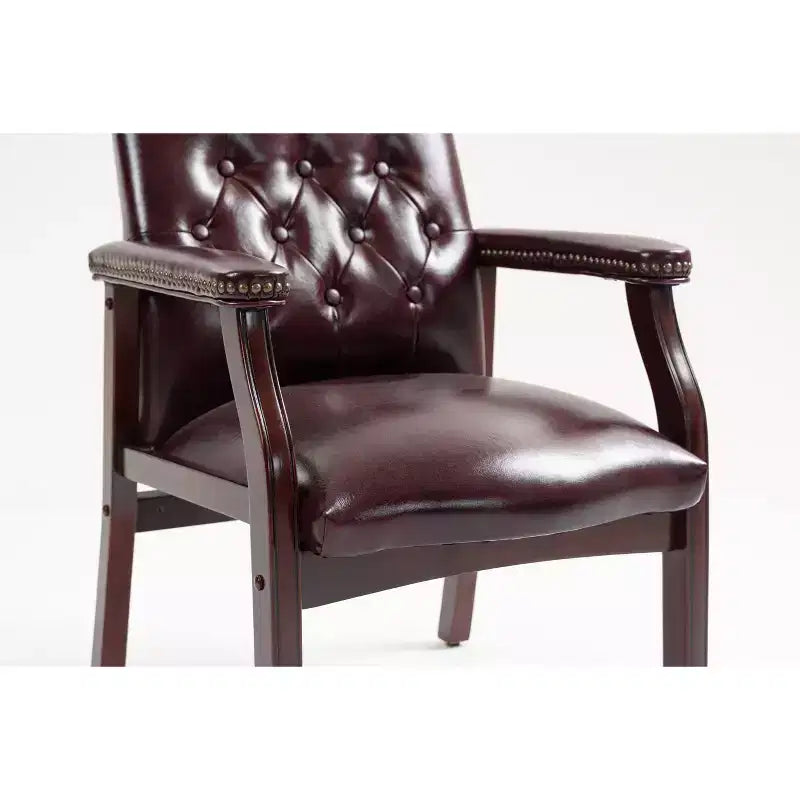 Chaise de bureau exécutive Okak à dossier mi-haut, chaise visiteur avec assise et accoudoirs rembourrés, chaise confortable pour salle de réunion, bureau, étude