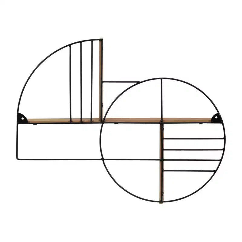 Étagère murale de rangement – ​​Métal et bois géométriques – Étagère flottante moderne pour la maison et le bureau – Cadre en fer robuste – Décoration élégante pour la chambre et le salon