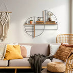 Étagère murale de rangement – ​​Métal et bois géométriques – Étagère flottante moderne pour la maison et le bureau – Cadre en fer robuste – Décoration élégante pour la chambre et le salon