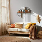 Étagère murale de rangement – ​​Métal et bois géométriques – Étagère flottante moderne pour la maison et le bureau – Cadre en fer robuste – Décoration élégante pour la chambre et le salon