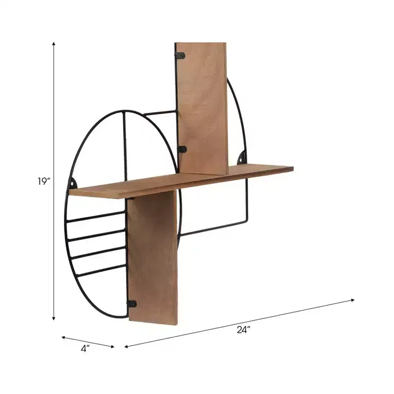 Étagère murale de rangement – ​​Métal et bois géométriques – Étagère flottante moderne pour la maison et le bureau – Cadre en fer robuste – Décoration élégante pour la chambre et le salon
