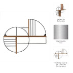 Étagère murale de rangement – ​​Métal et bois géométriques – Étagère flottante moderne pour la maison et le bureau – Cadre en fer robuste – Décoration élégante pour la chambre et le salon