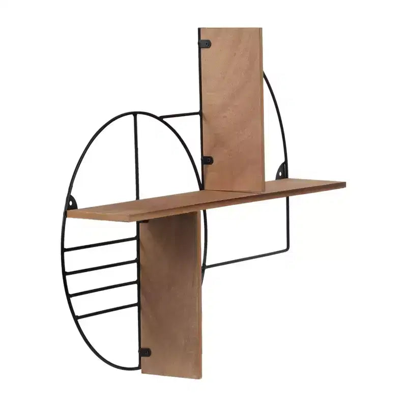 Étagère murale de rangement – ​​Métal et bois géométriques – Étagère flottante moderne pour la maison et le bureau – Cadre en fer robuste – Décoration élégante pour la chambre et le salon