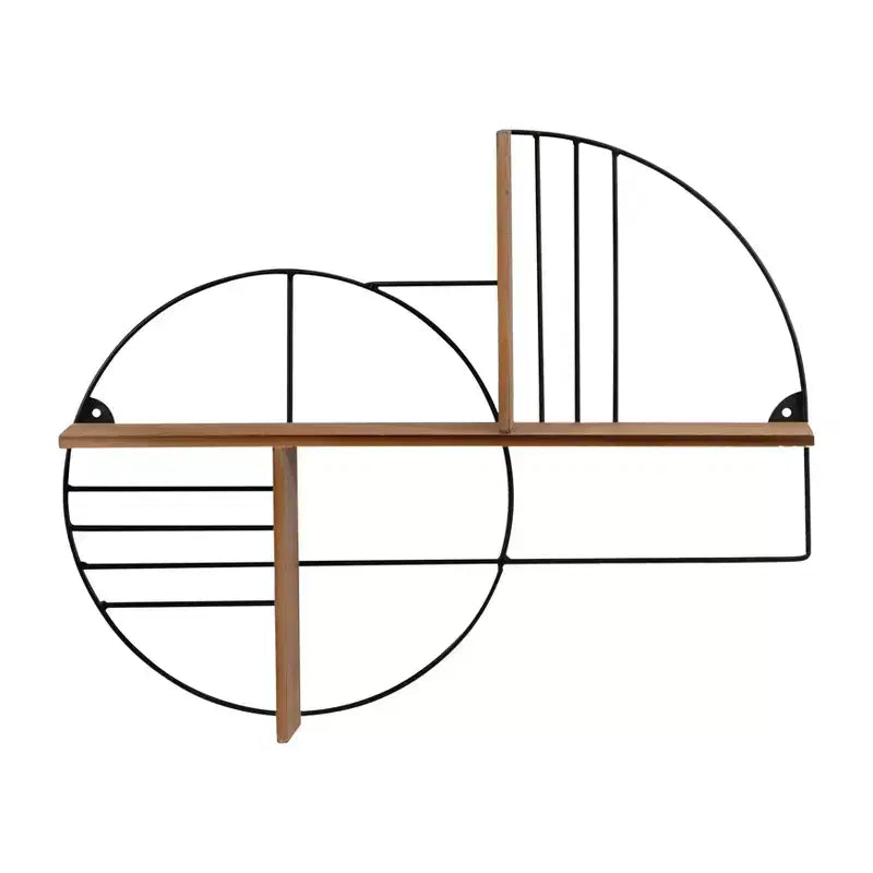 Étagère murale de rangement – ​​Métal et bois géométriques – Étagère flottante moderne pour la maison et le bureau – Cadre en fer robuste – Décoration élégante pour la chambre et le salon