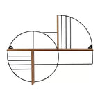 Étagère murale de rangement – ​​Métal et bois géométriques – Étagère flottante moderne pour la maison et le bureau – Cadre en fer robuste – Décoration élégante pour la chambre et le salon