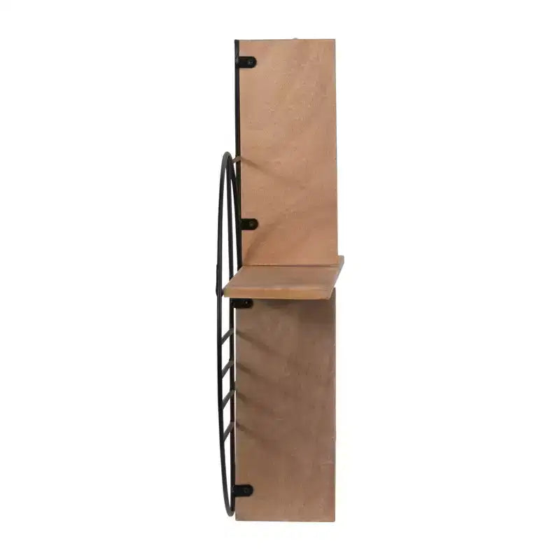 Étagère murale de rangement – ​​Métal et bois géométriques – Étagère flottante moderne pour la maison et le bureau – Cadre en fer robuste – Décoration élégante pour la chambre et le salon